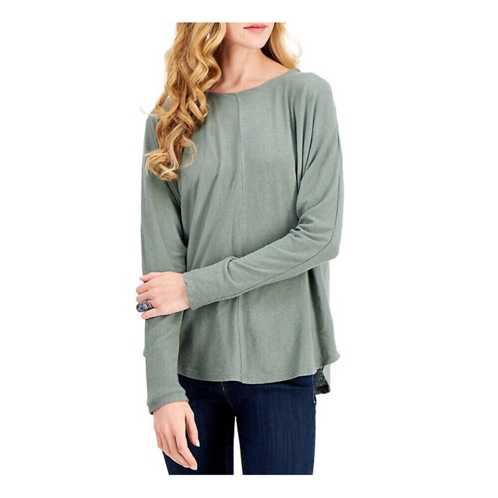 Style & Co. Dolman Sleeve Scoopneck Top In Moss Green Size M